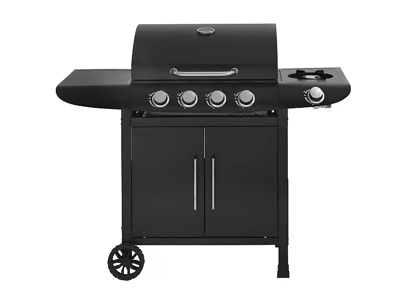 Barbacoa de gas "Feria 5" - 5 fuegos incluido 1 lateral - 14,5 kW - Negro