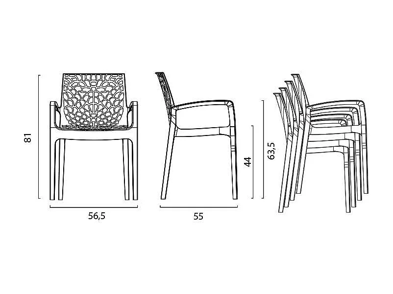 Chaise de jardin en polypropylène gruvyer avec accoudoirs FREYDIS