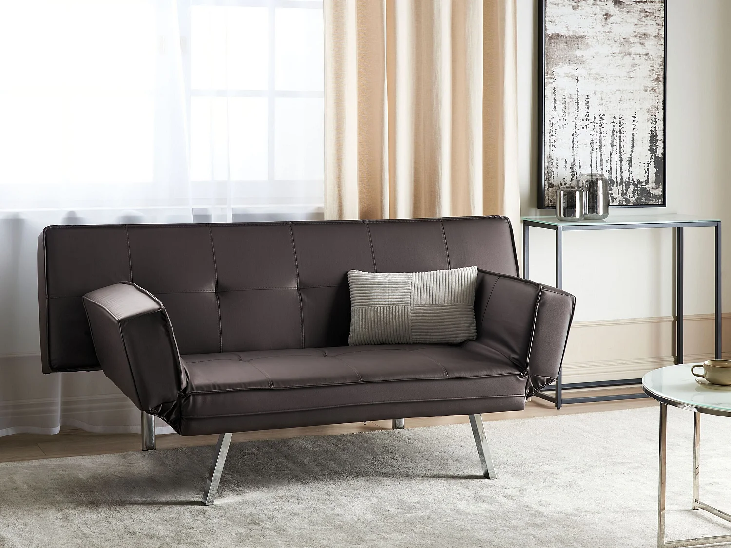 Canapé-lit BRISTOL Marron foncé Cuir PU