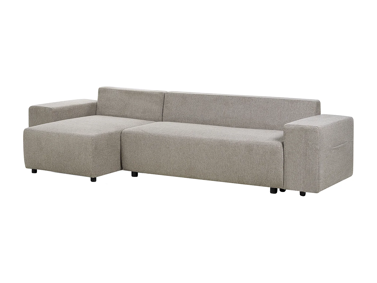Canapé d'Angle Droit Moderne avec Coussins et Rangement en Tissu Taupe Luspa