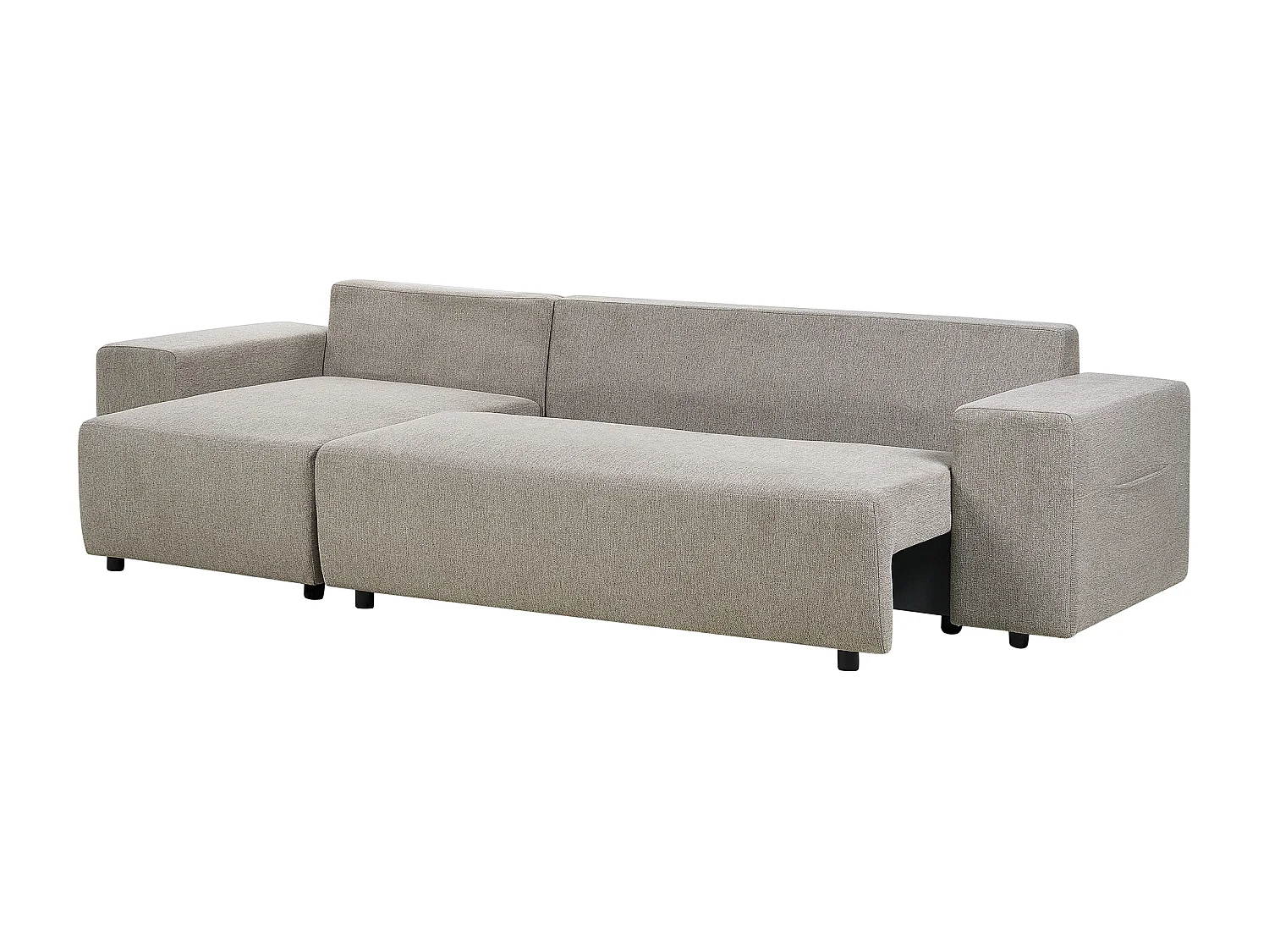 Canapé d'Angle Droit Moderne avec Coussins et Rangement en Tissu Taupe Luspa