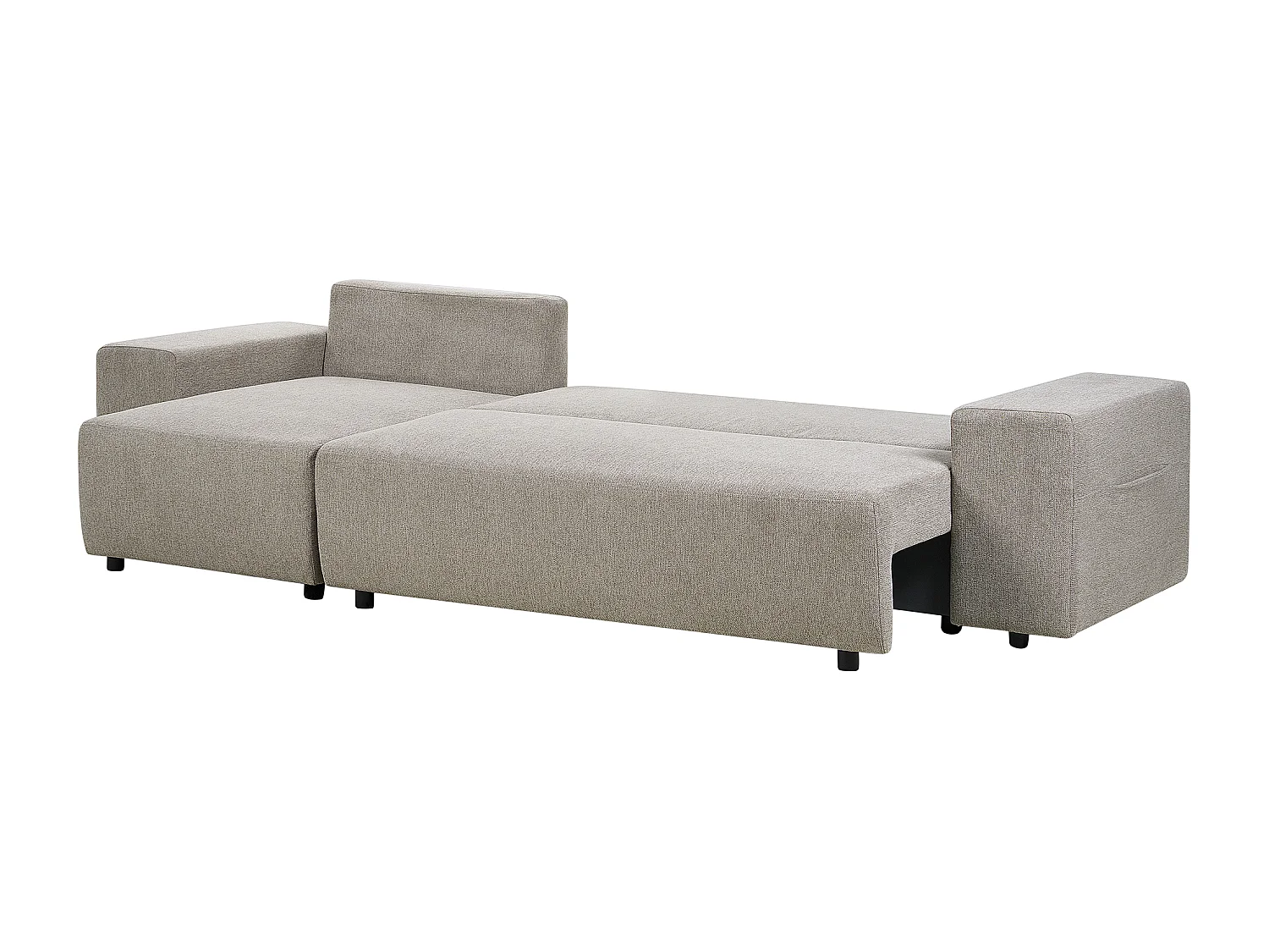Canapé d'Angle Droit Moderne avec Coussins et Rangement en Tissu Taupe Luspa