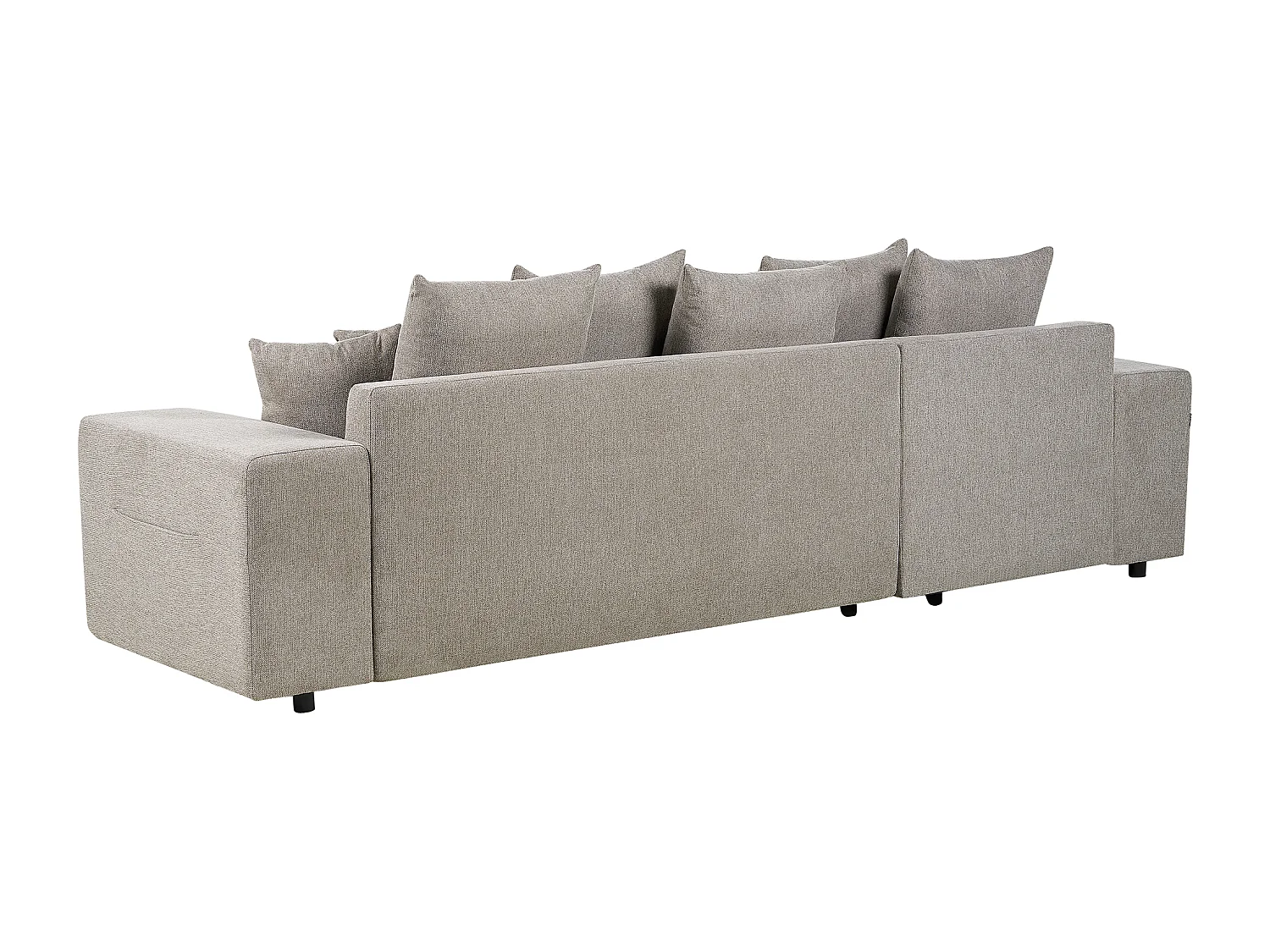 Canapé d'Angle Droit Moderne avec Coussins et Rangement en Tissu Taupe Luspa
