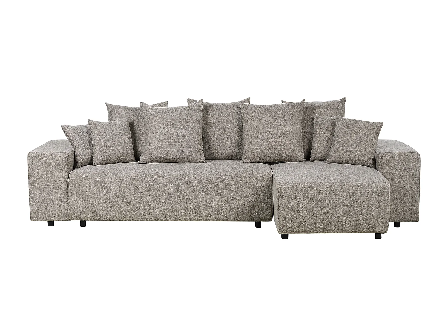 Eckschlafsofa LUSPA Stoff Taupe mit Stauraum 3-Sitzer linksseitig