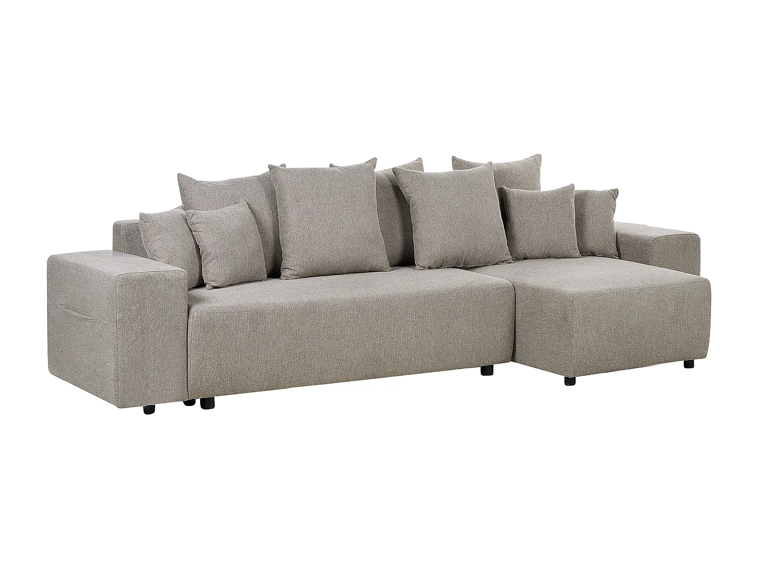 Eckschlafsofa LUSPA Stoff Taupe mit Stauraum 3-Sitzer linksseitig