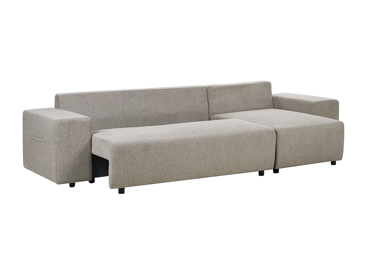 Eckschlafsofa LUSPA Stoff Taupe mit Stauraum 3-Sitzer linksseitig