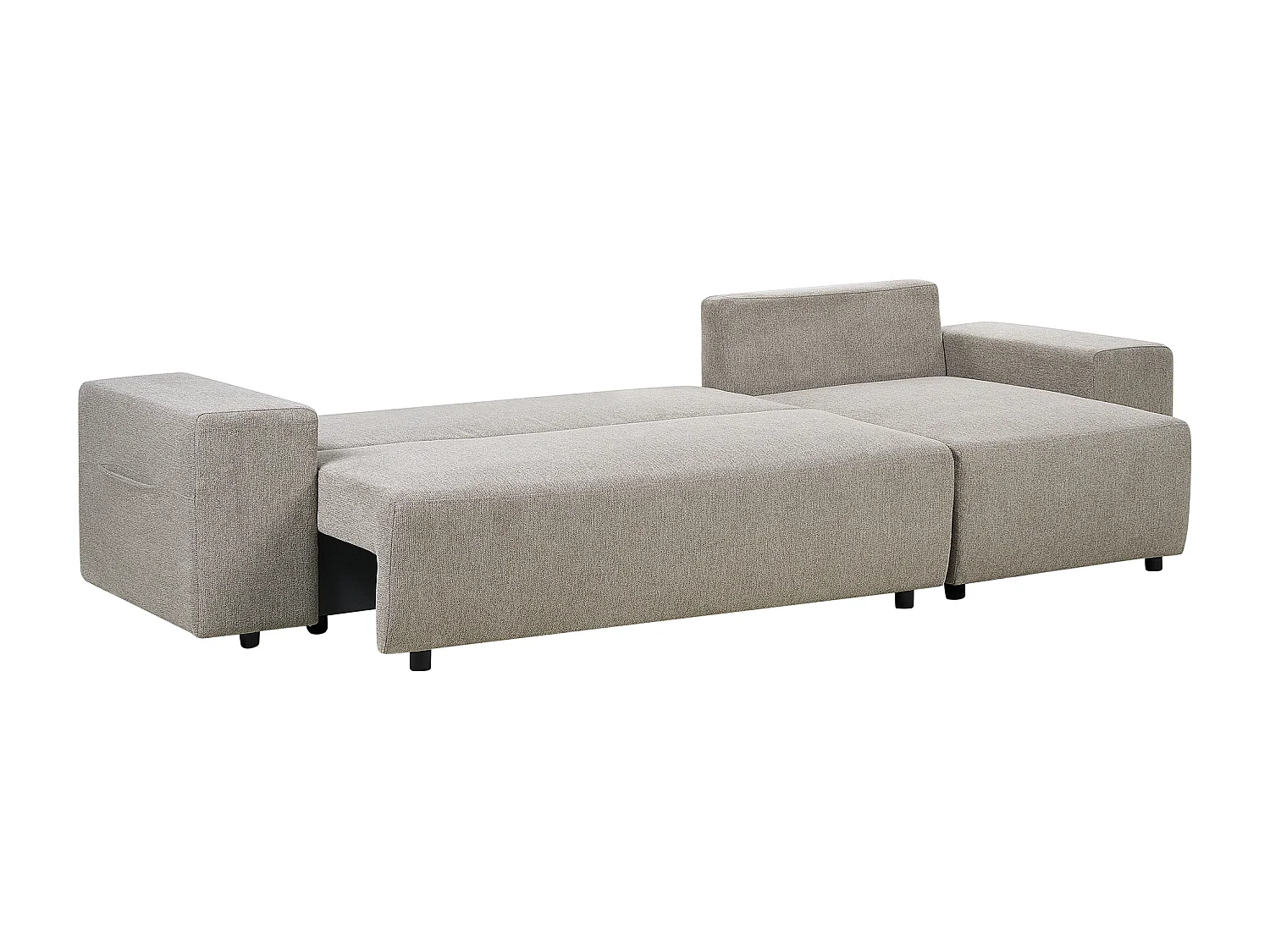 Sofá cama esquinero LUSPA Tela Gris pardo con almacenaje 3 plazas Izquierda