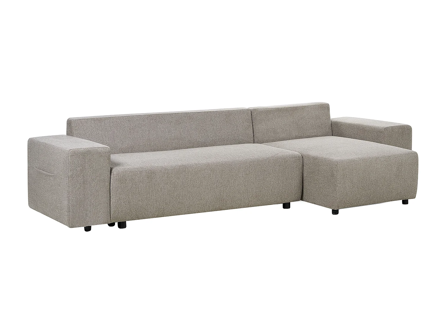 Canapé d'Angle droite Moderne avec Coussins et Rangement en Tissu Taupe Luspa