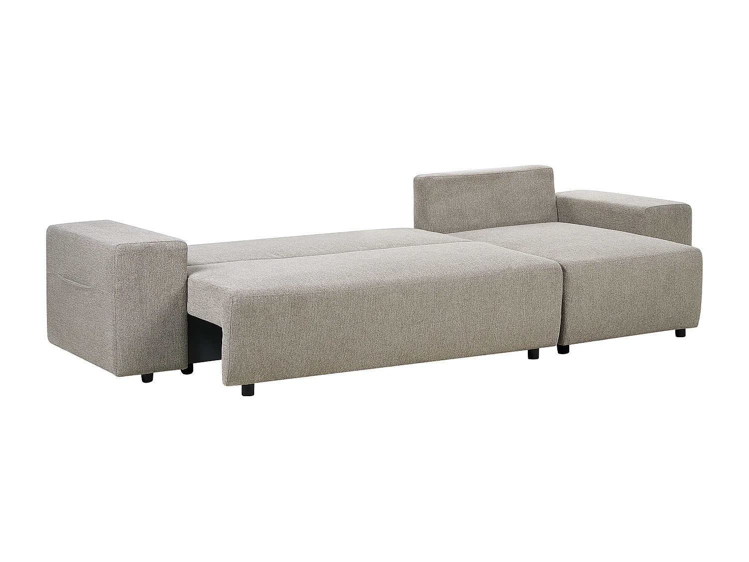 Hoekslaapbank LUSPA Stof Taupe met opbergruimte 3-zitter Linkerzijde