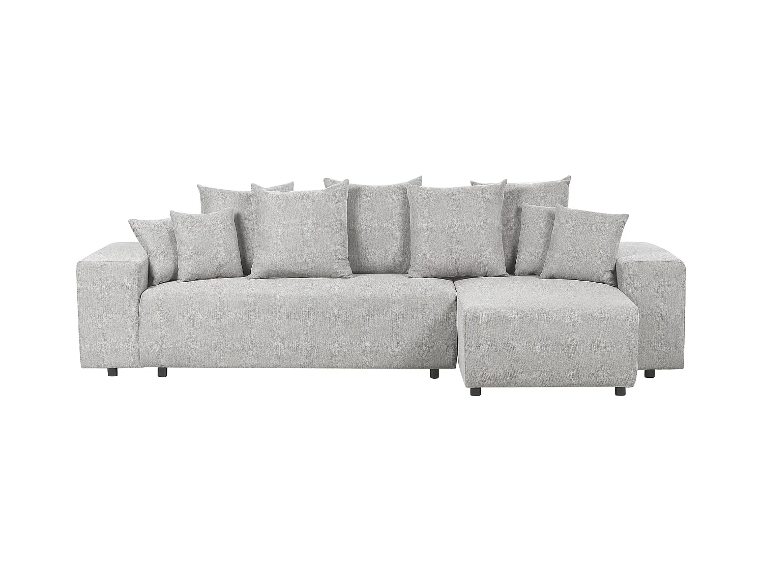 Canapé d'Angle droite Moderne avec Coussins et Rangement en Tissu Gris Clair Luspa