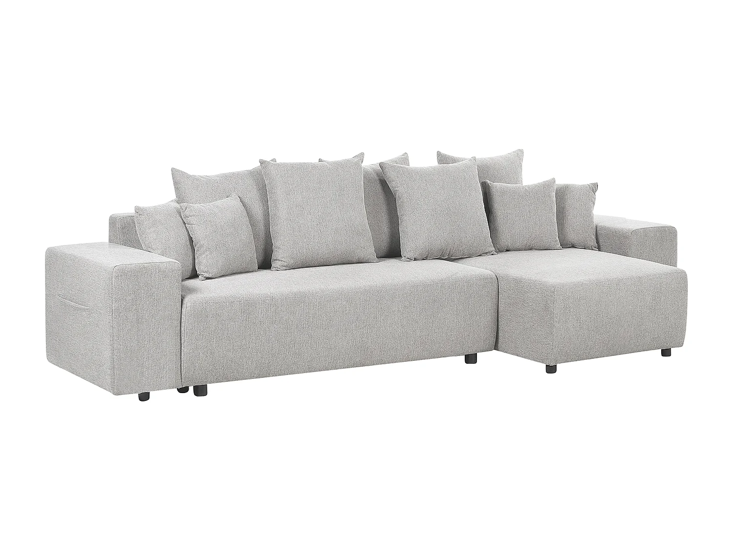 Divano letto angolare LUSPA Tessuto Grigio chiaro con contenitore 3 posti Lato Sinistro