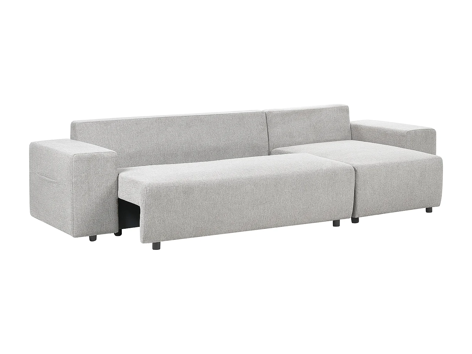 Divano letto angolare LUSPA Tessuto Grigio chiaro con contenitore 3 posti Lato Sinistro