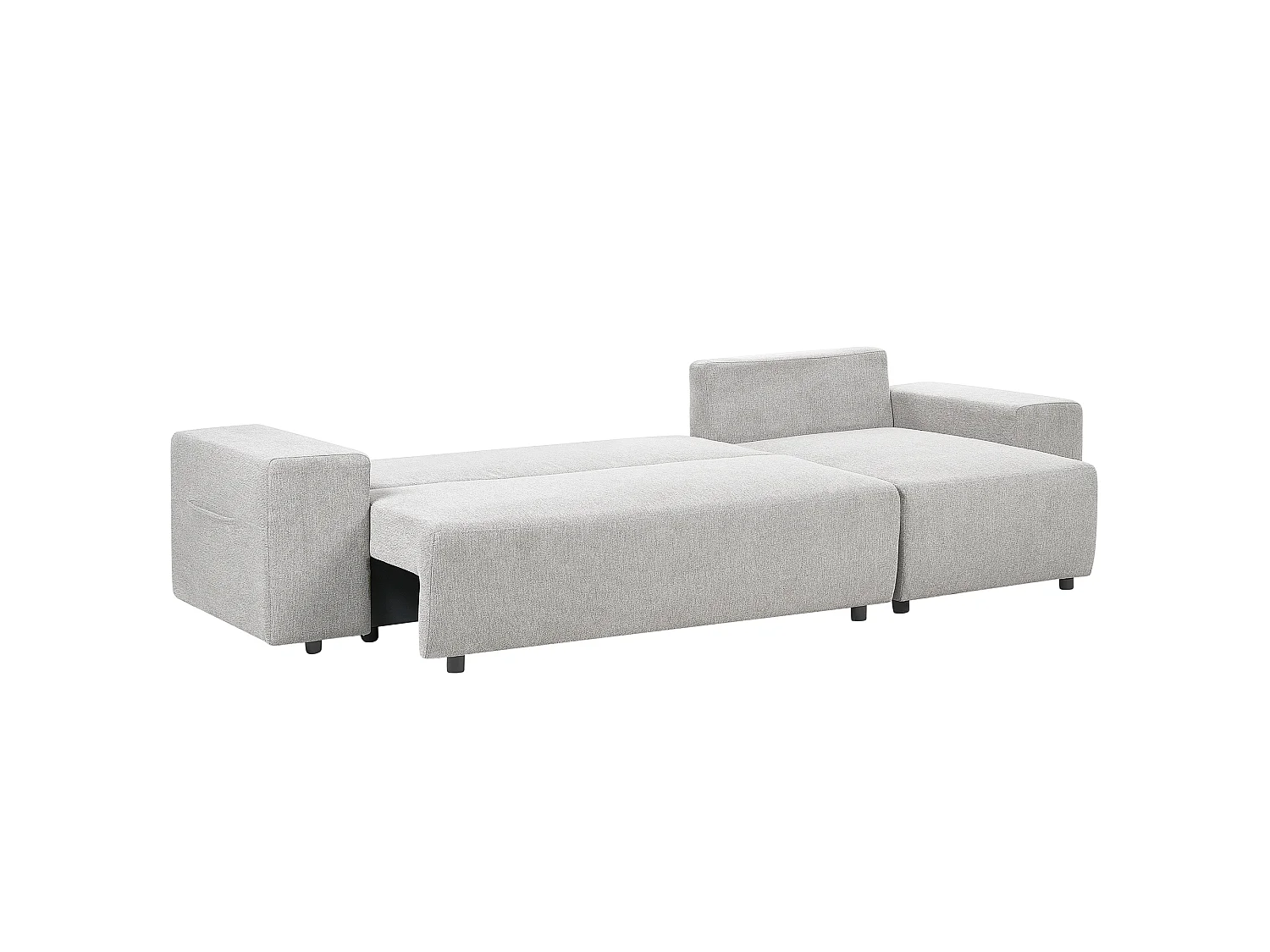 Canapé d'angle convertible 3 places en coton gris clair