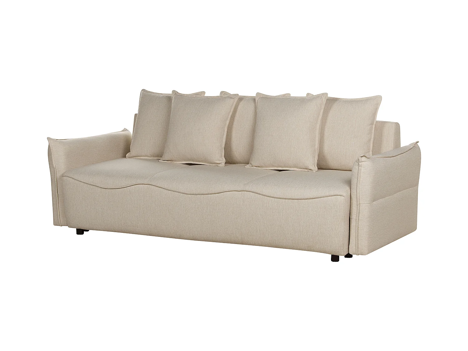 Canapé-lit 3 places KRAMA Tissu Beige avec rangement