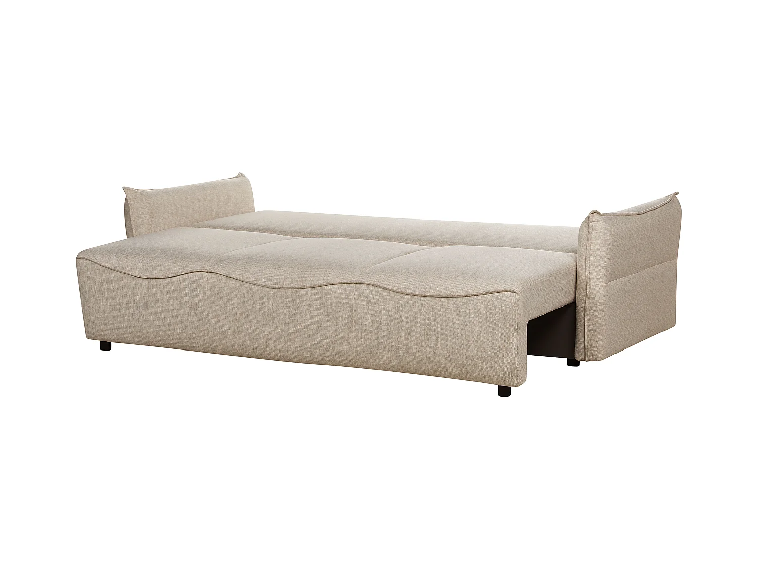 Canapé-lit 3 places KRAMA Tissu Beige avec rangement