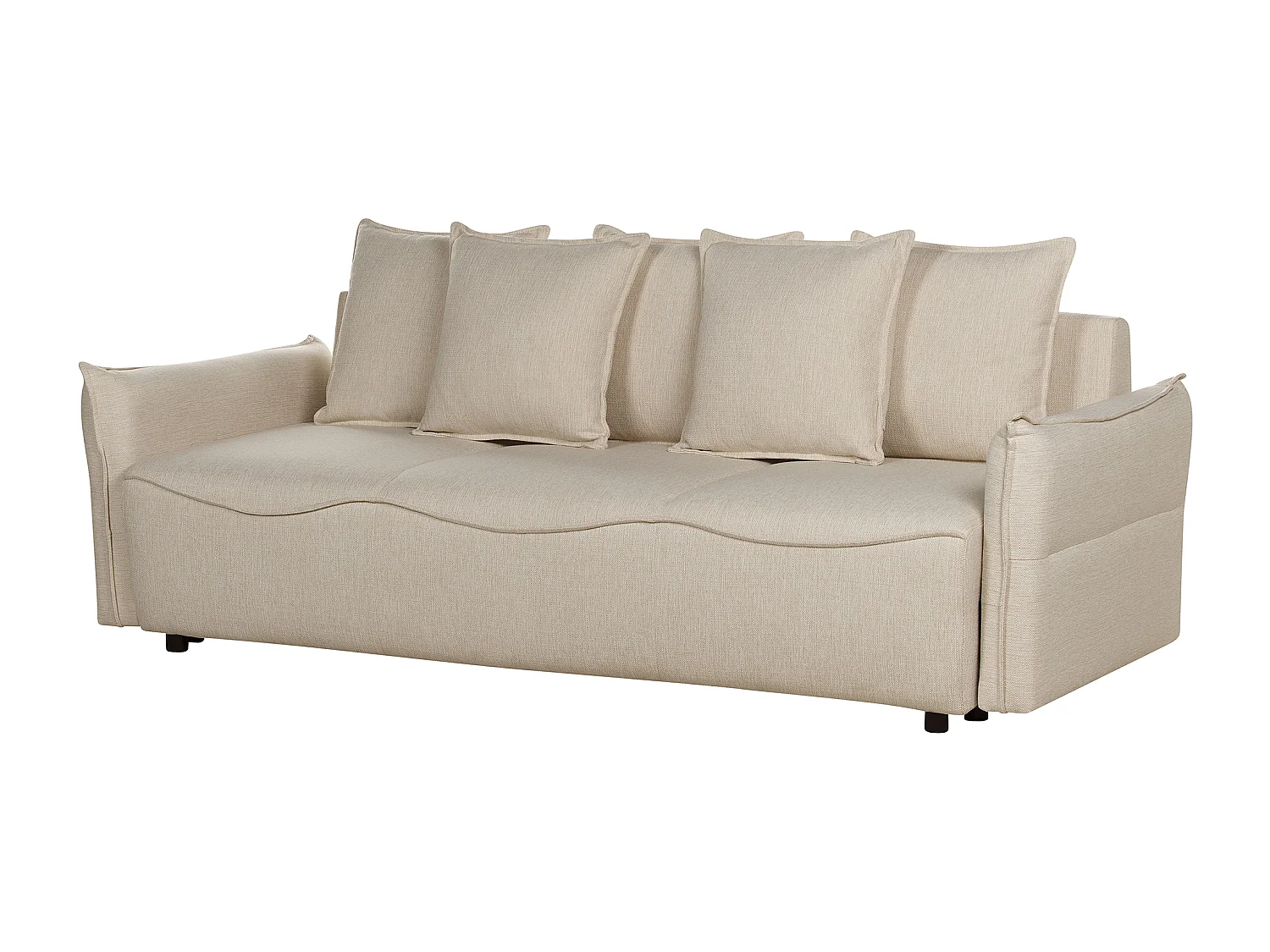 Canapé-lit 3 places KRAMA Tissu Beige avec rangement