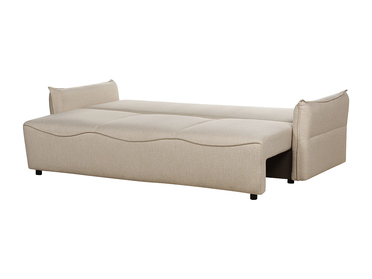 Canapé-lit 3 places KRAMA Tissu Beige avec rangement