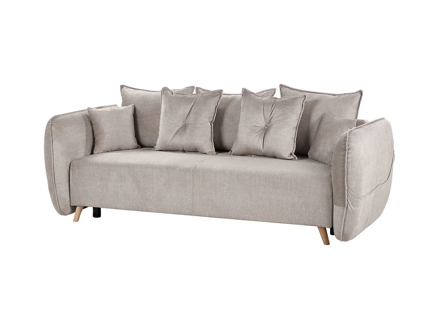 Canapé-lit 2 places VALLANES Velours Taupe avec rangement