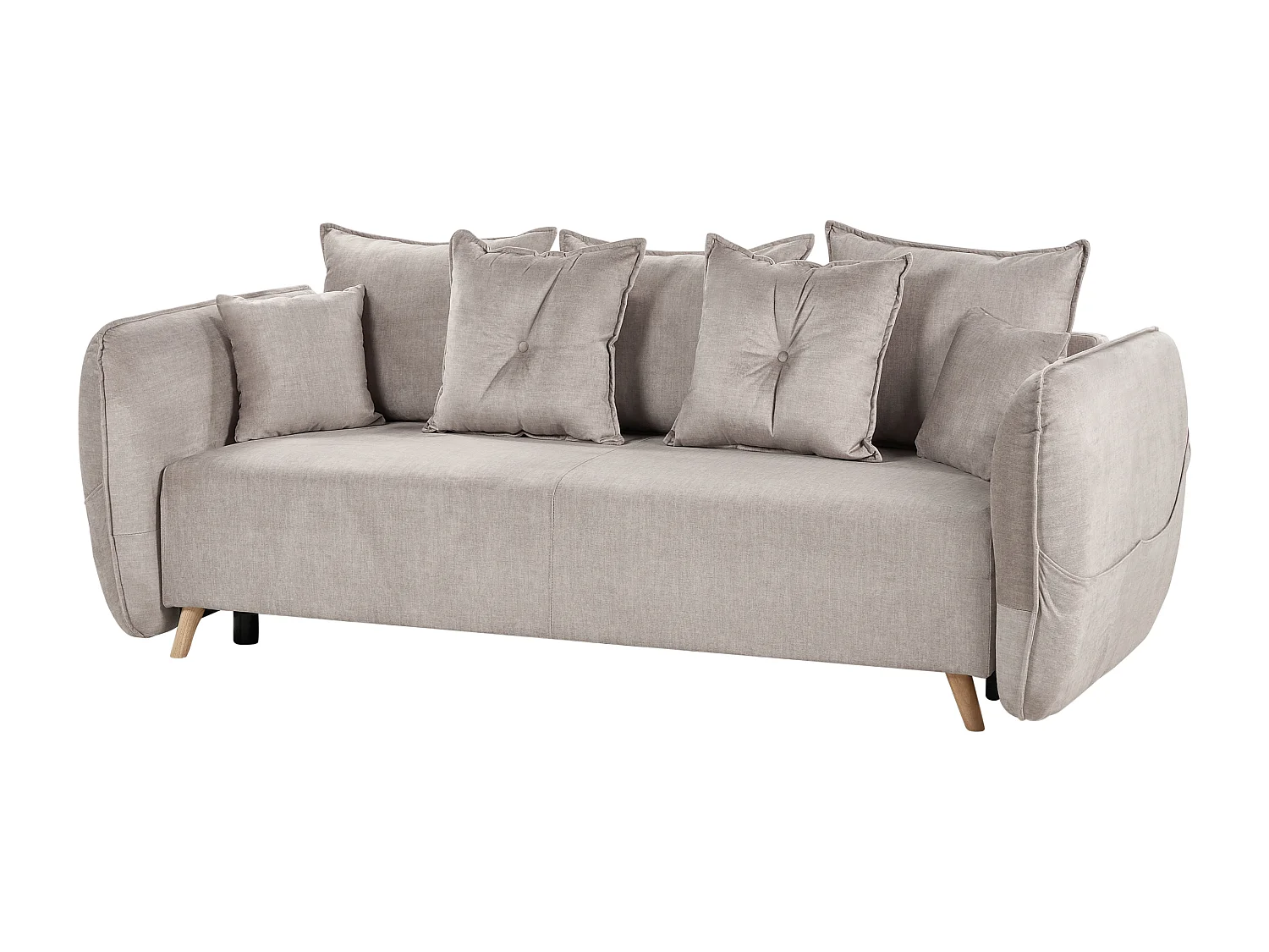 Slaapbank VALLANES Fluweel Taupe met opbergruimte 2-zitter