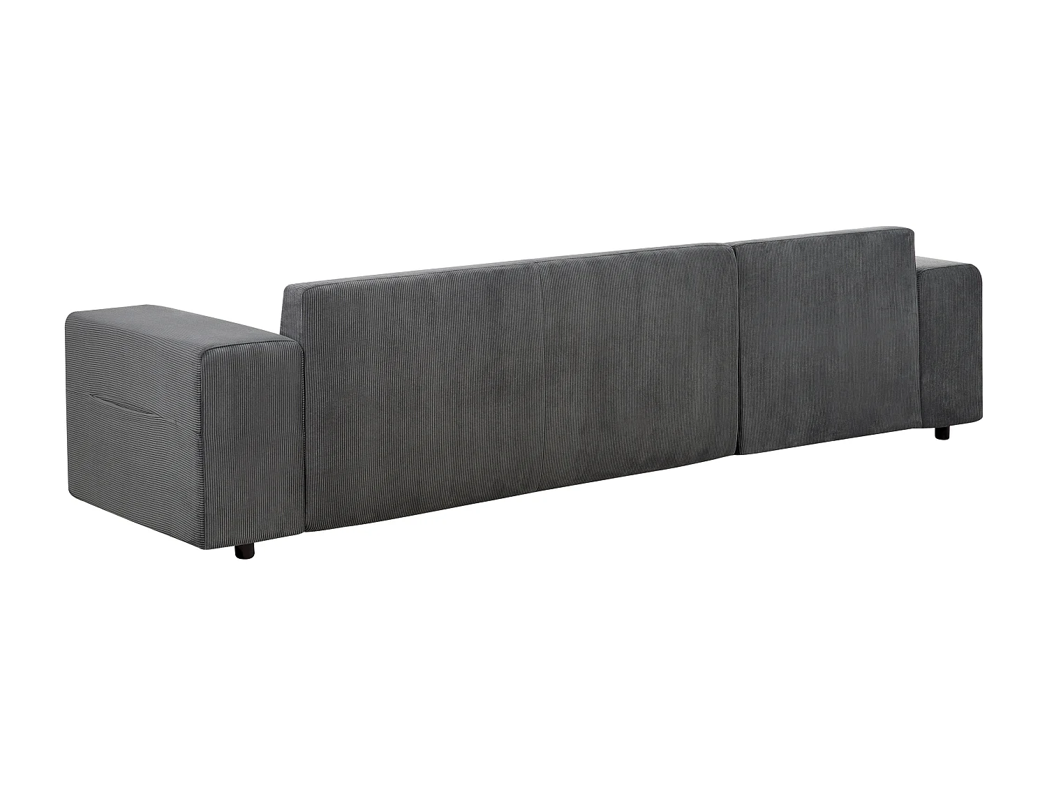 3-Sitzer Ecksofa Cord grau mit Schlaffunktion Stauraum Chaiselongue rechts Luspa
