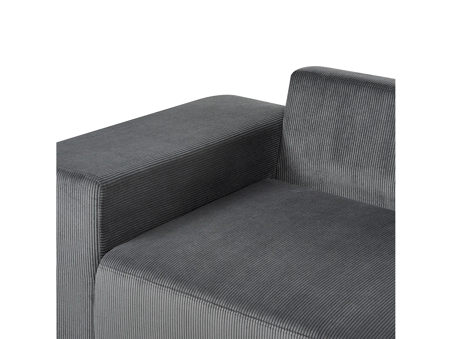 3-Sitzer Ecksofa Cord grau mit Schlaffunktion Stauraum Chaiselongue rechts Luspa
