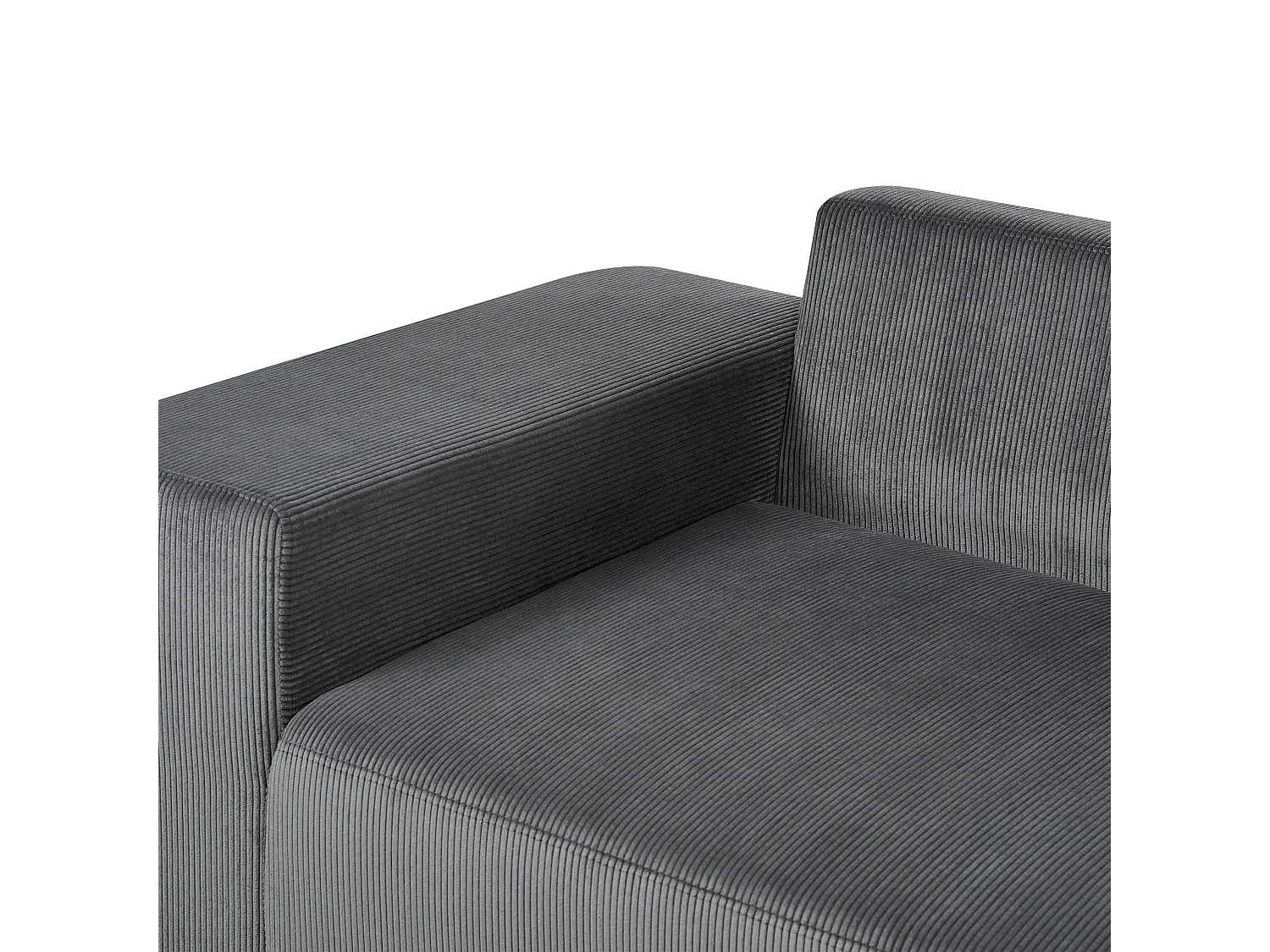 3-Sitzer Ecksofa Cord grau mit Schlaffunktion Stauraum Chaiselongue rechts Luspa