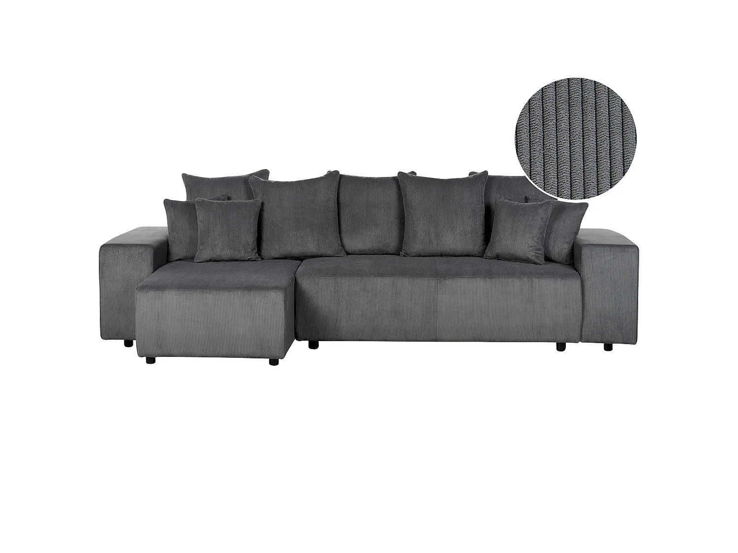 Canapé d'angle convertible clic-clac 3 places en velours gris foncé