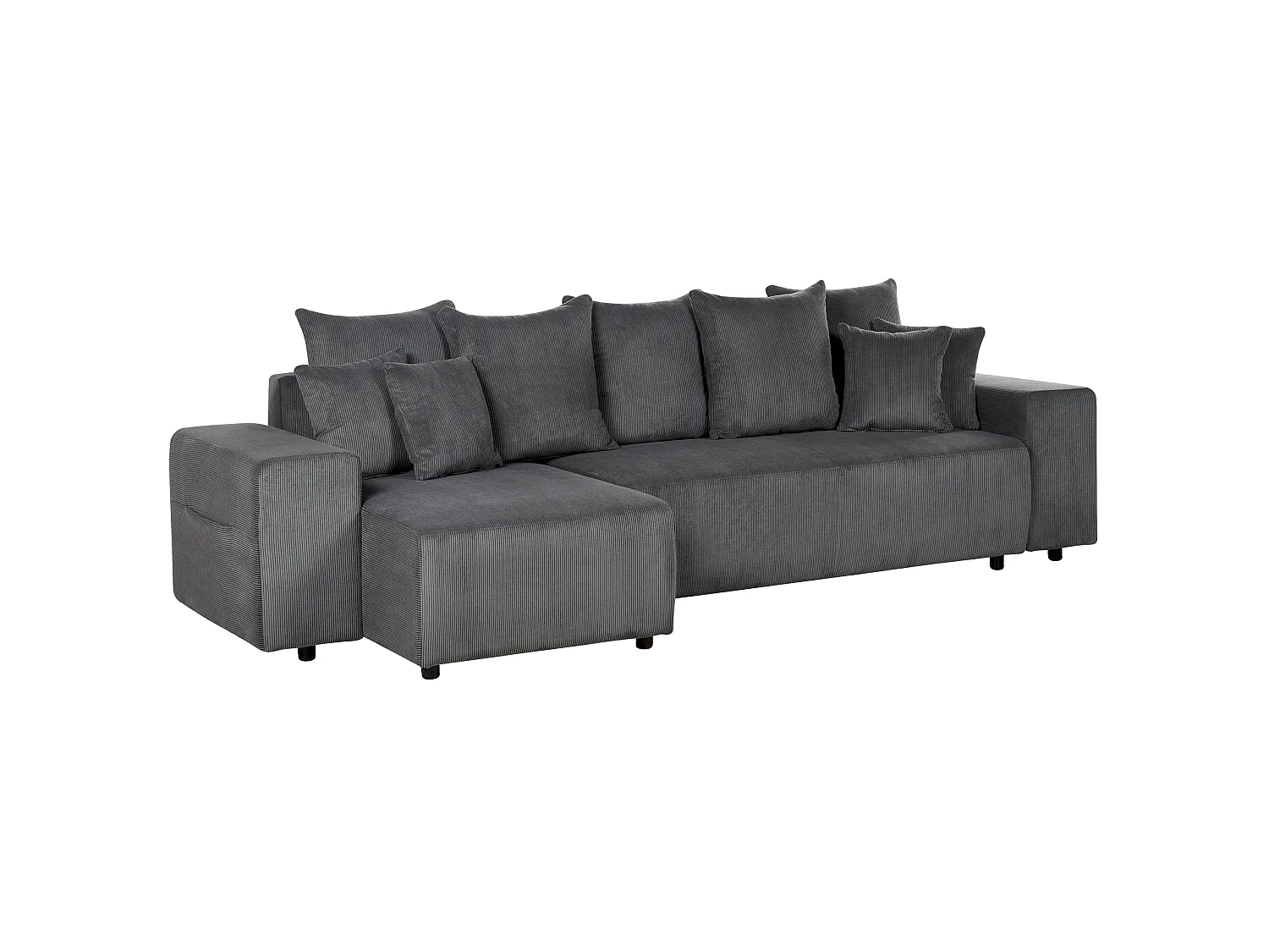 Canapé d'angle convertible clic-clac 3 places en velours gris foncé