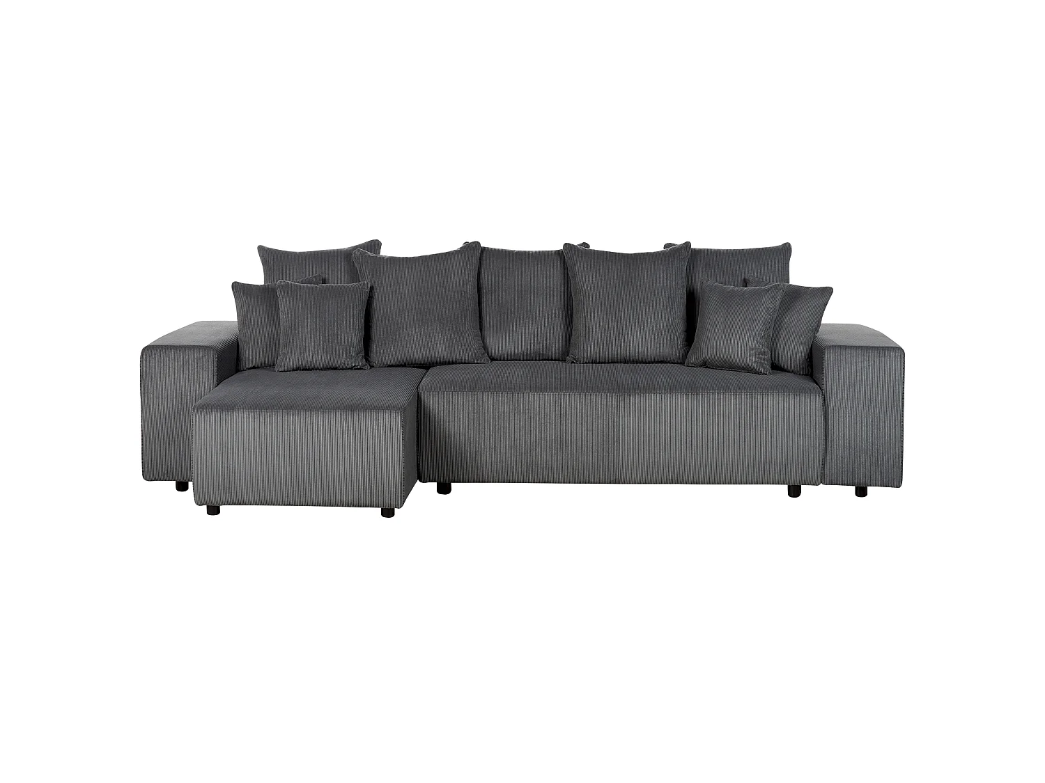 Canapé d'angle convertible clic-clac 3 places en velours gris foncé