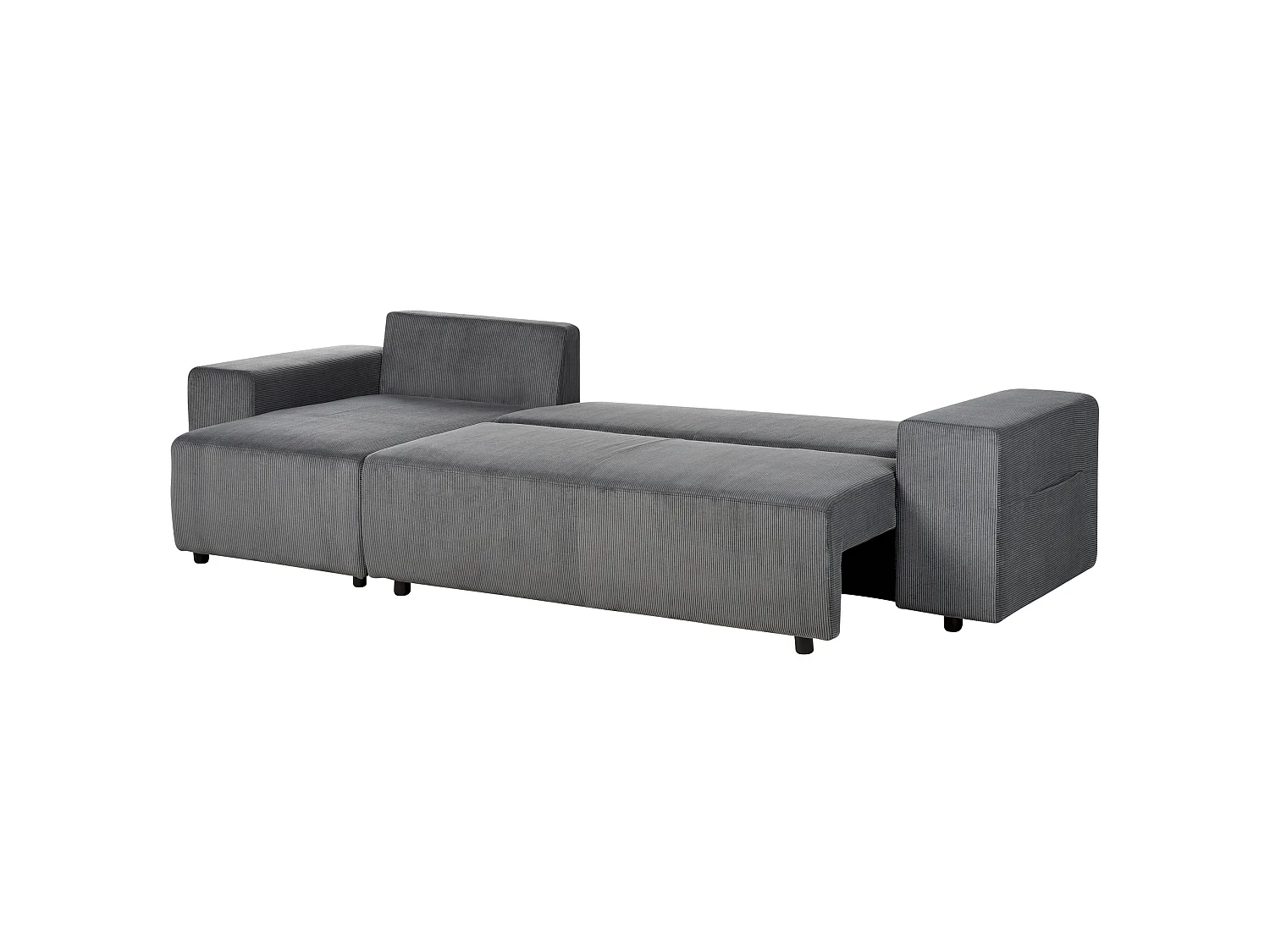 Canapé d'angle convertible clic-clac 3 places en velours gris foncé