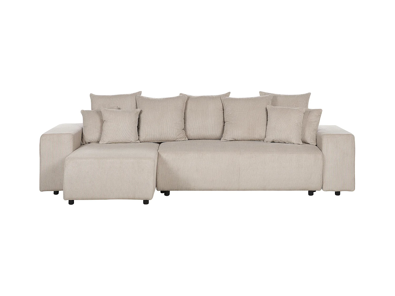 Eckschlafsofa LUSPA Cord Taupe mit Stauraum 3-Sitzer rechtsseitig