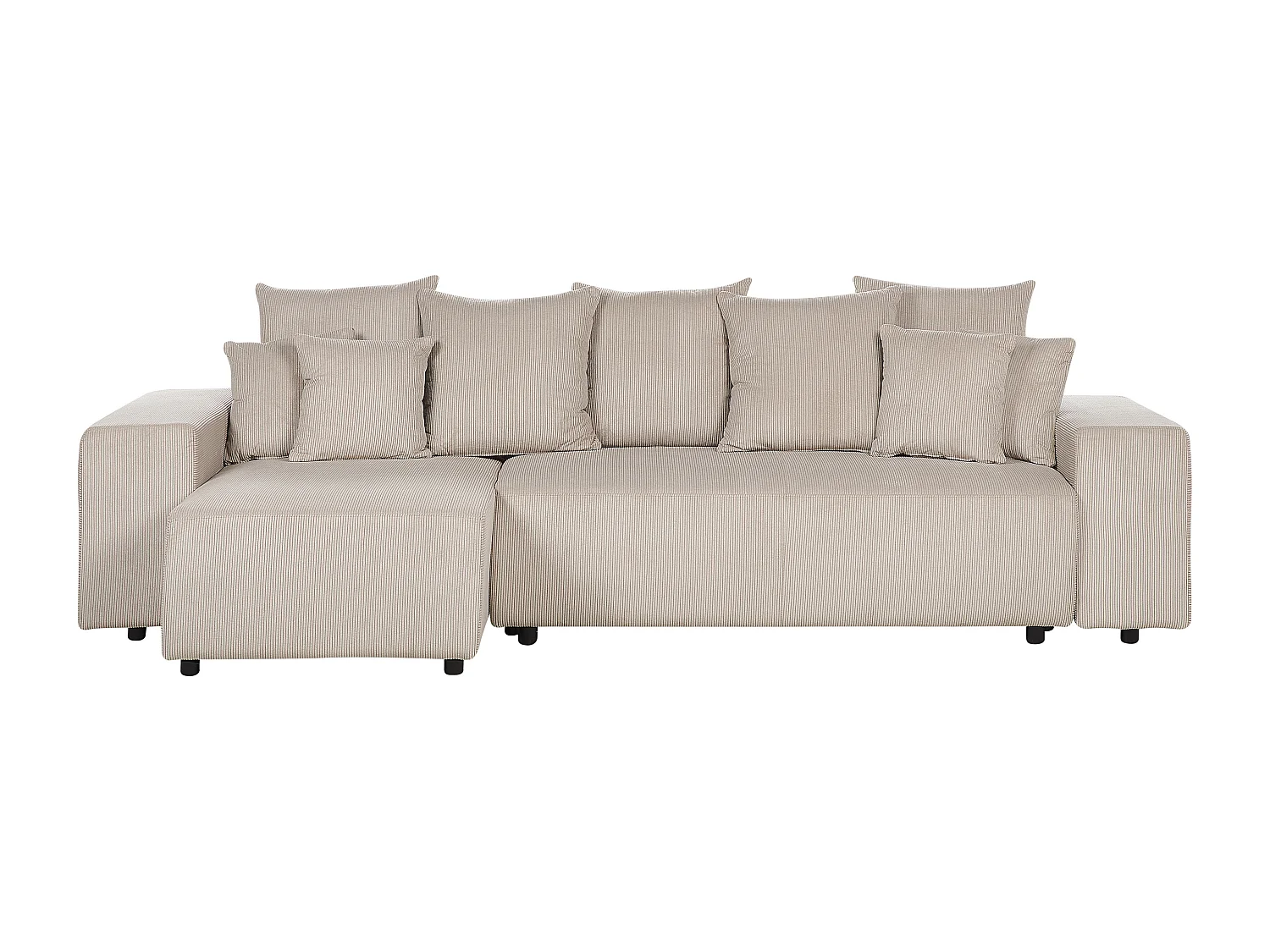 Hoekslaapbank LUSPA Corduroy Taupe met opbergruimte 3-zitter Rechterzijde