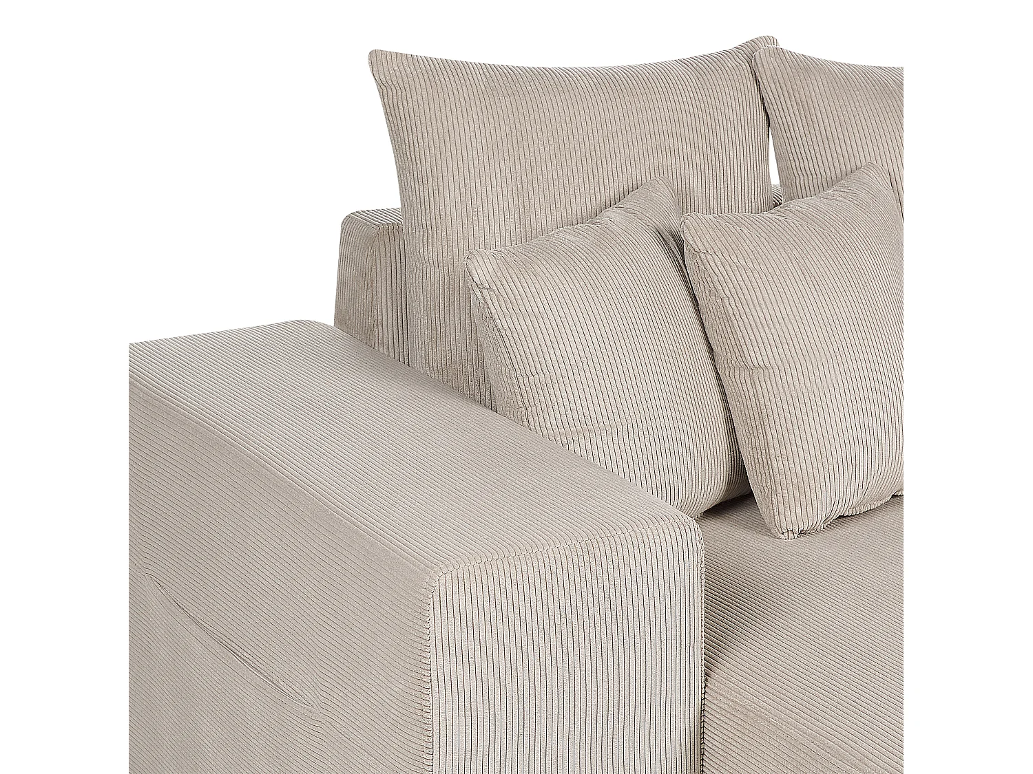 Hoekslaapbank LUSPA Corduroy Taupe met opbergruimte 3-zitter Rechterzijde