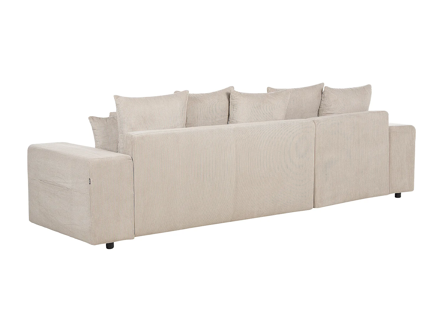 Hoekslaapbank LUSPA Corduroy Taupe met opbergruimte 3-zitter Rechterzijde