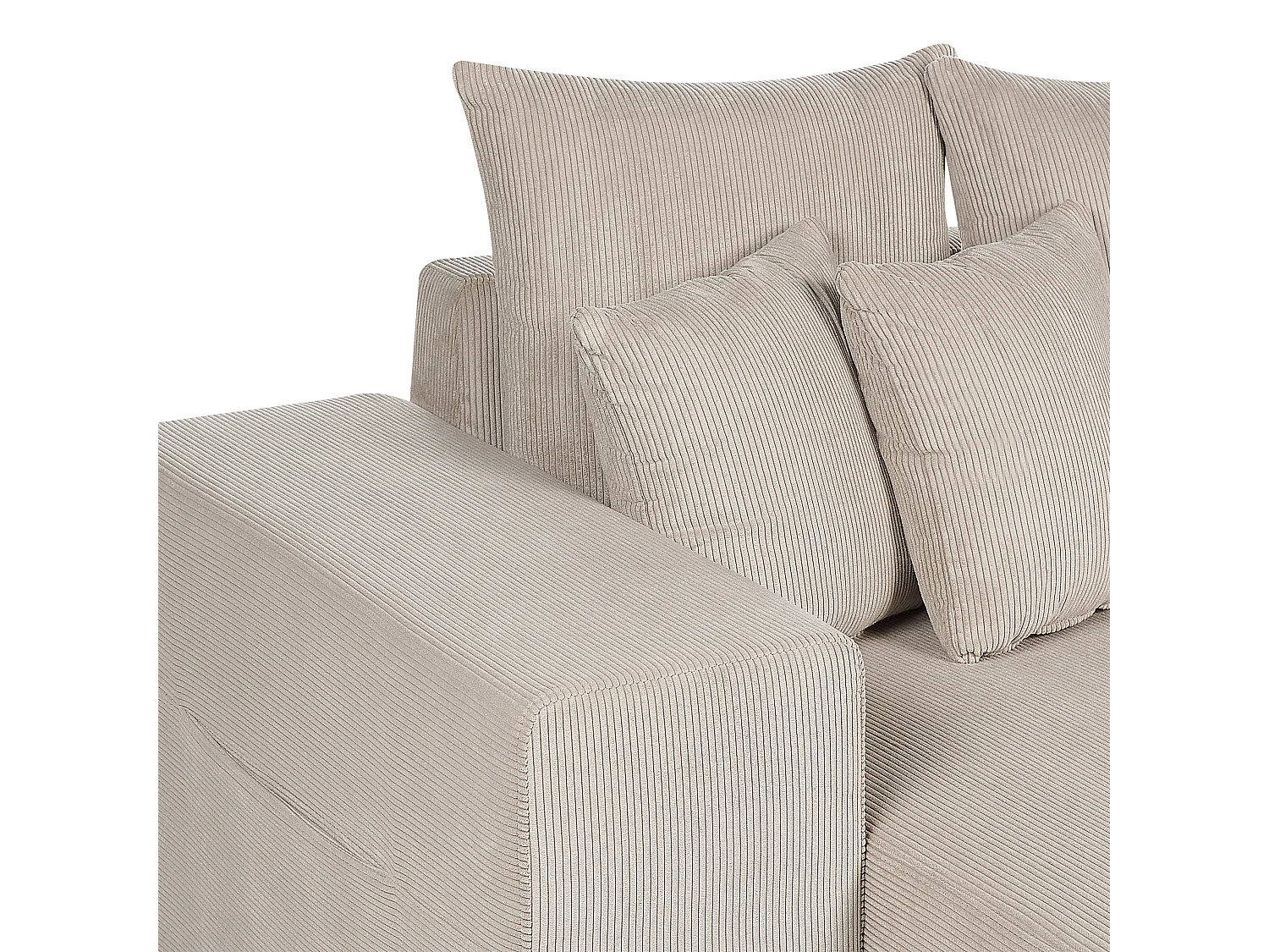 Hoekslaapbank LUSPA Corduroy Taupe met opbergruimte 3-zitter Rechterzijde