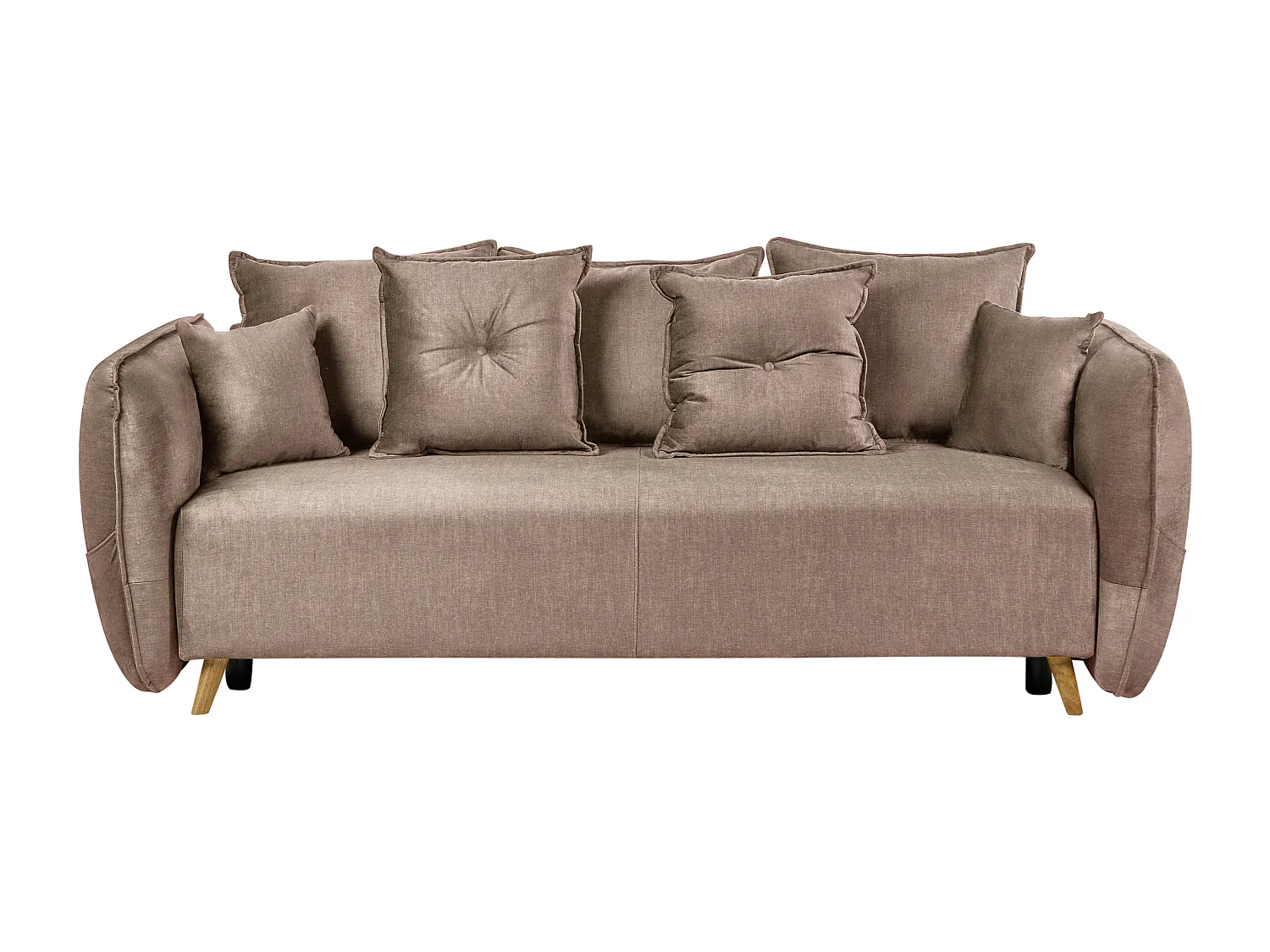 Canapé-lit 2 places VALLANES Velours Marron clair avec rangement