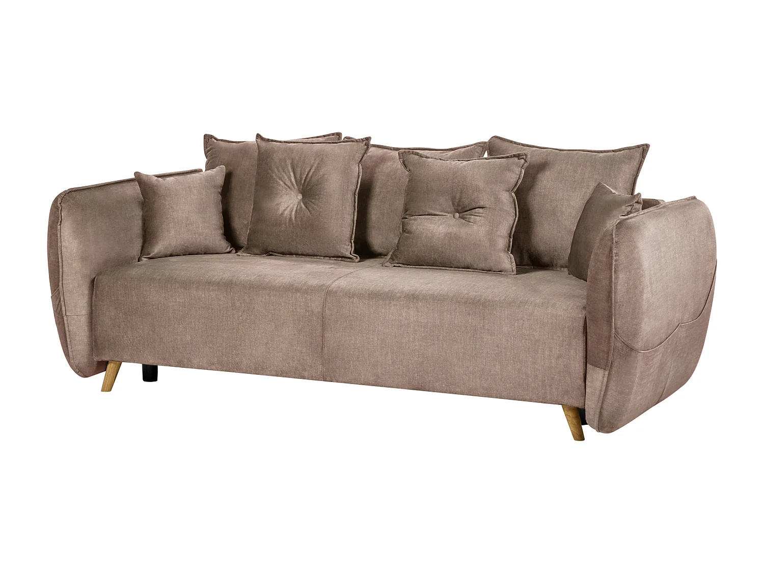 Canapé-lit 2 places VALLANES Velours Marron clair avec rangement