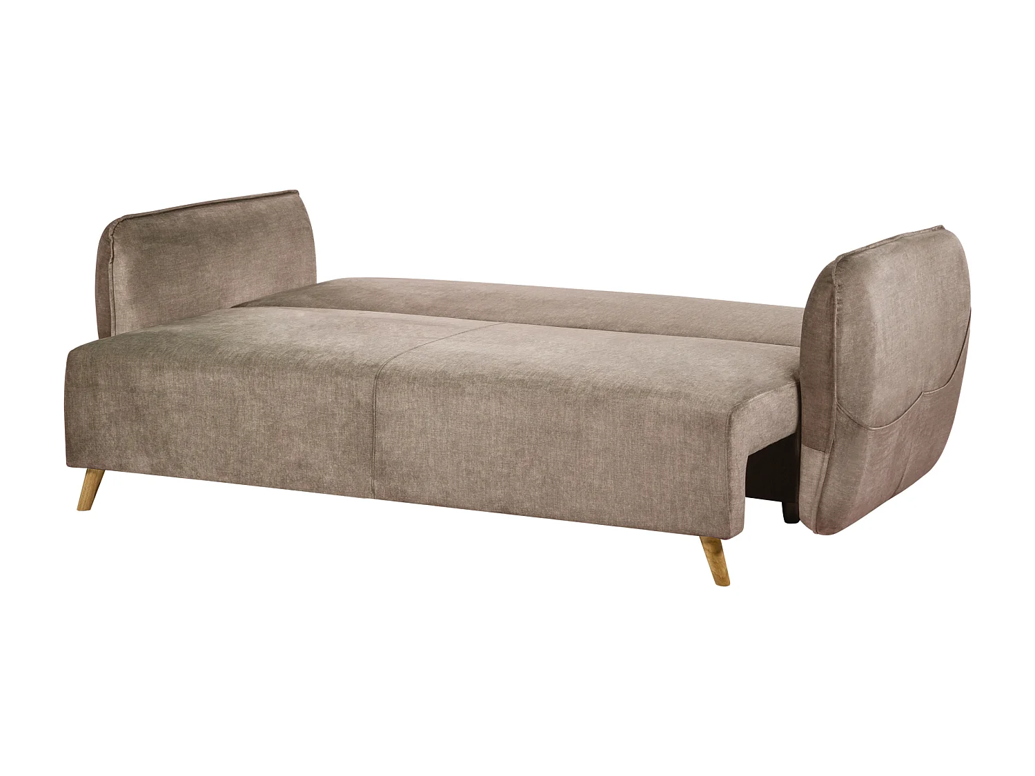 Canapé-lit 2 places VALLANES Velours Marron clair avec rangement