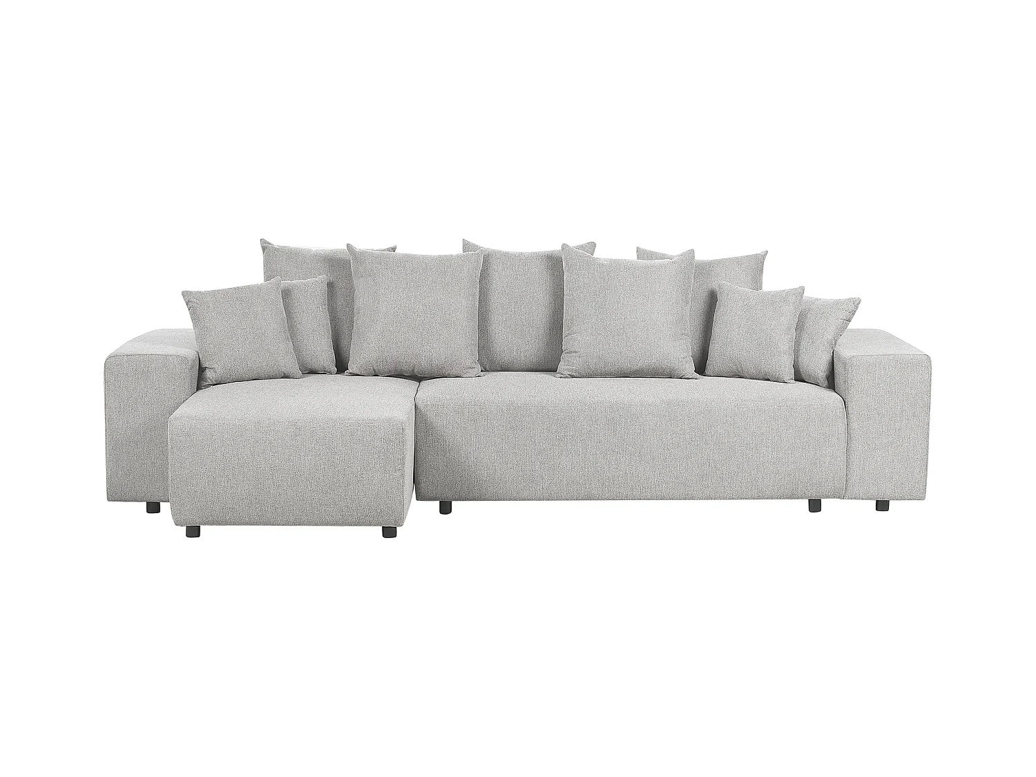 Canapé d'Angle Droit Moderne avec Coussins et Rangement en Tissu Gris Clair Luspa