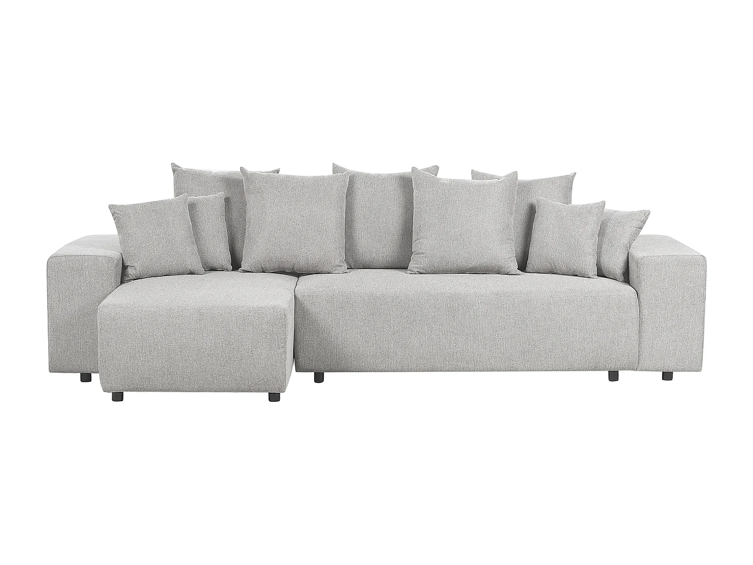 Eckschlafsofa LUSPA Stoff Hellgrau mit Stauraum 3-Sitzer rechtsseitig