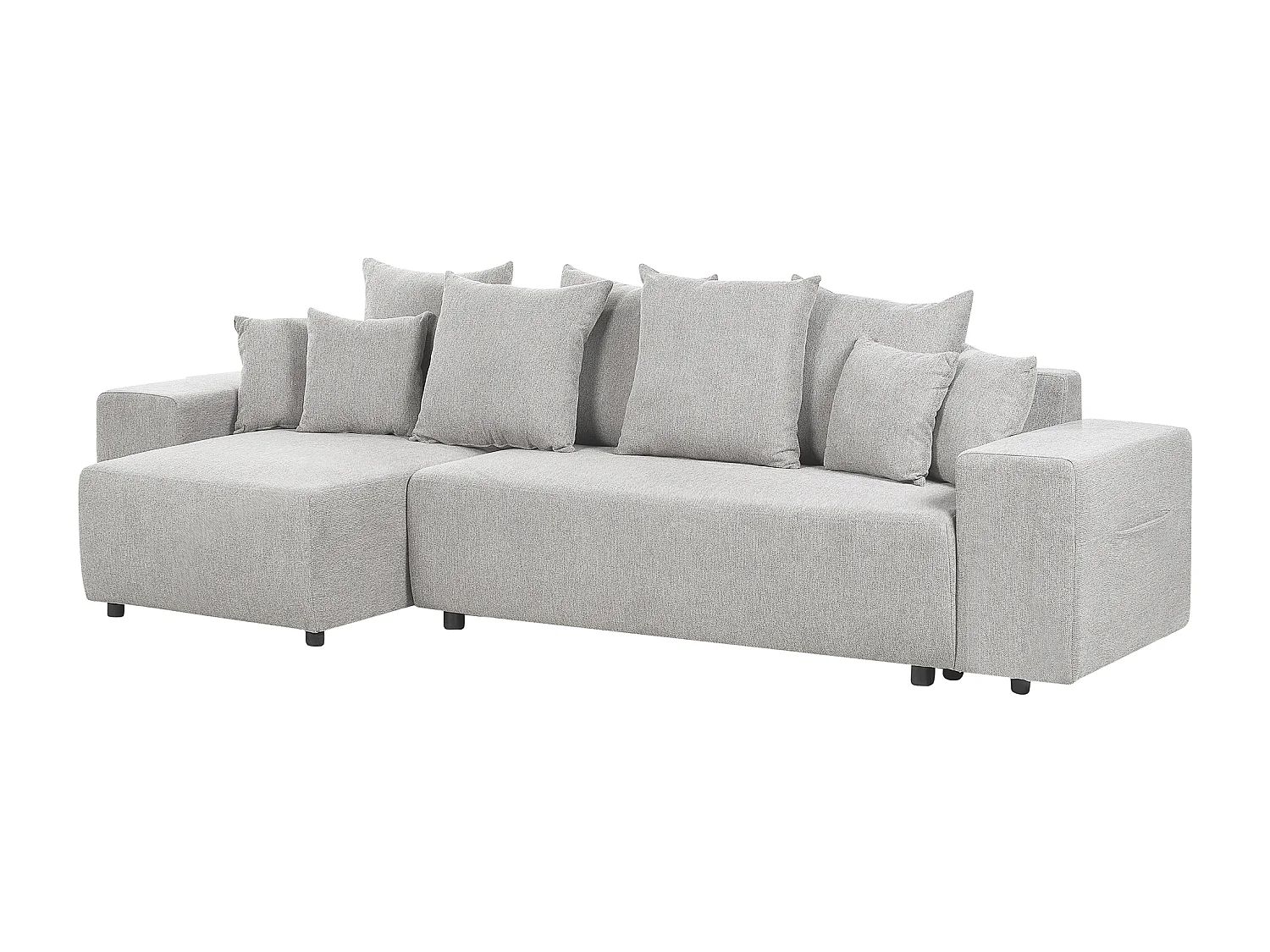 Eckschlafsofa LUSPA Stoff Hellgrau mit Stauraum 3-Sitzer rechtsseitig