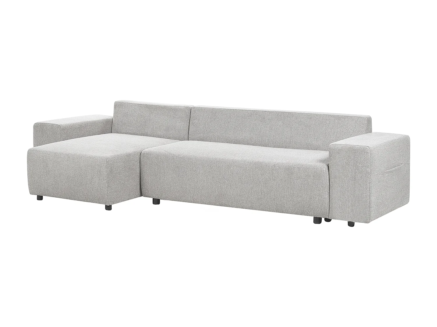 Eckschlafsofa LUSPA Stoff Hellgrau mit Stauraum 3-Sitzer rechtsseitig