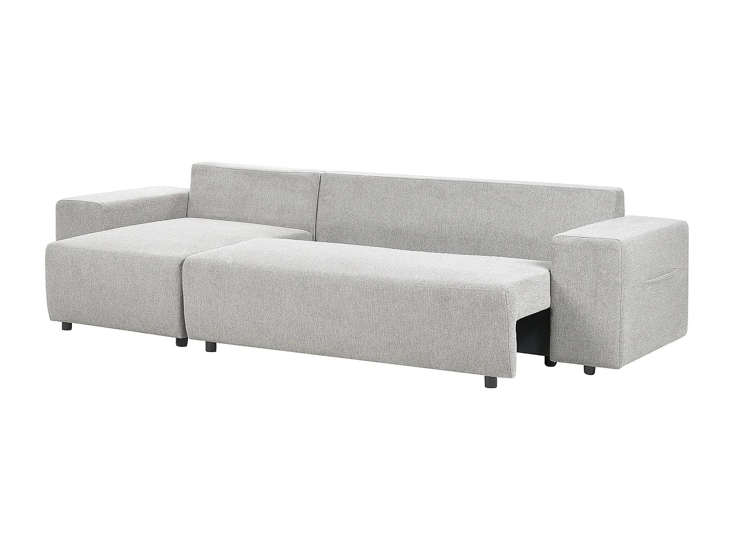 Eckschlafsofa LUSPA Stoff Hellgrau mit Stauraum 3-Sitzer rechtsseitig