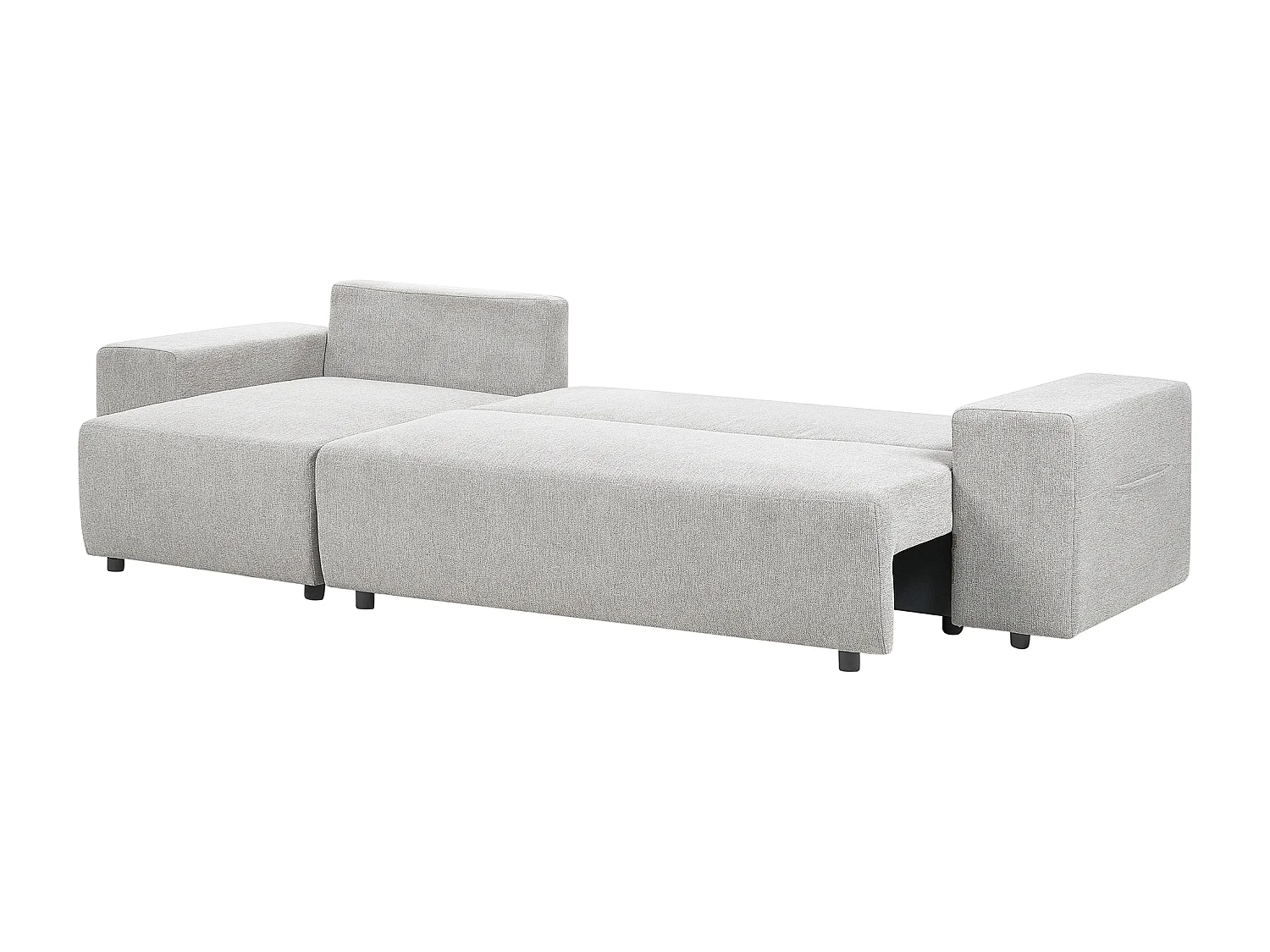 Eckschlafsofa LUSPA Stoff Hellgrau mit Stauraum 3-Sitzer rechtsseitig