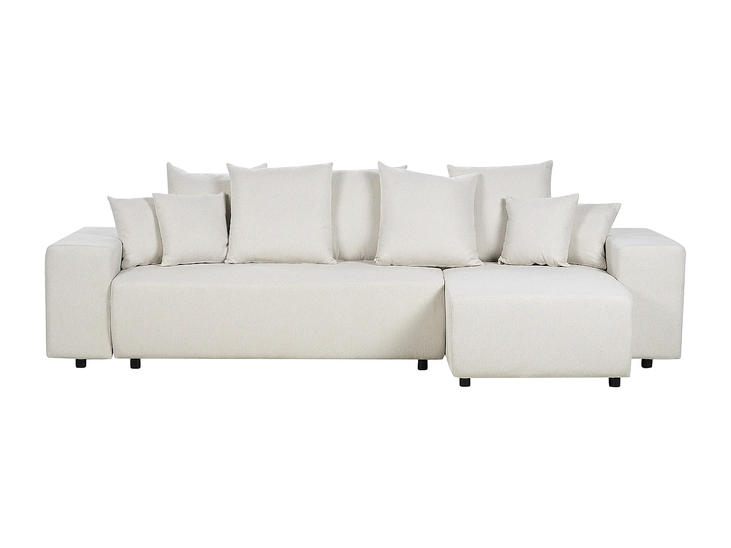 3-Sitzer Ecksofa Stoff beige Schlaffunktion Stauraum Chaiselongue links Luspa