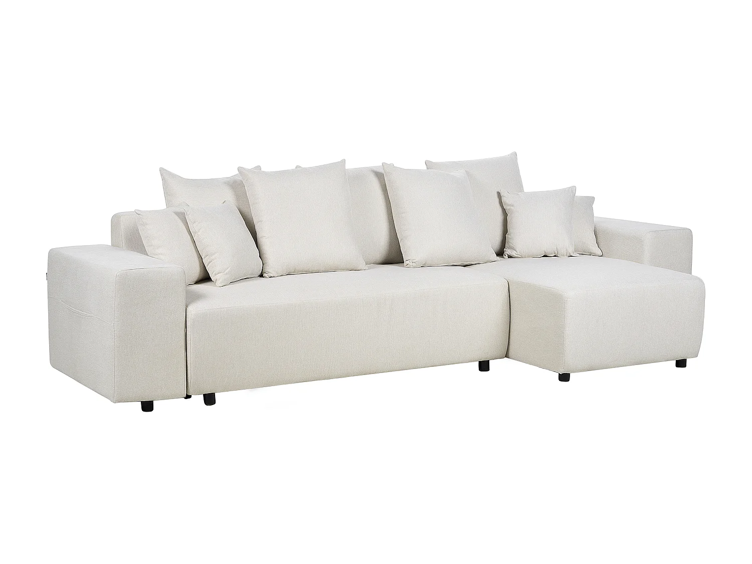 3-Sitzer Ecksofa Stoff beige Schlaffunktion Stauraum Chaiselongue links Luspa