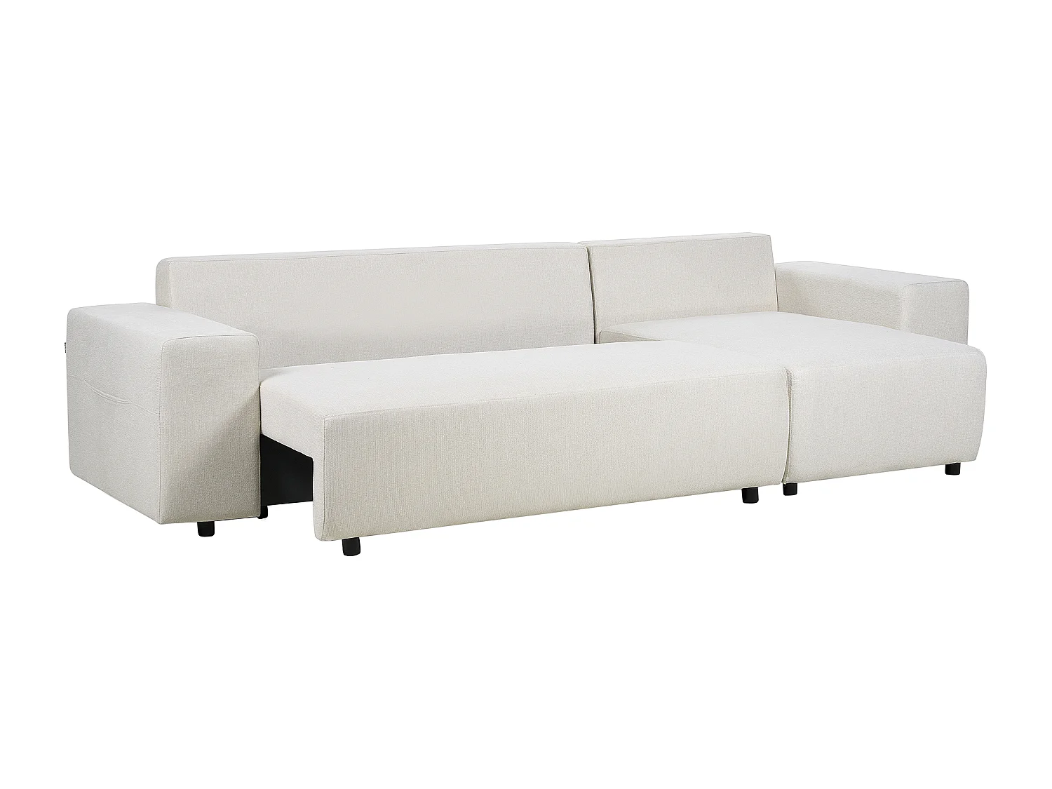 3-Sitzer Ecksofa Stoff beige Schlaffunktion Stauraum Chaiselongue links Luspa
