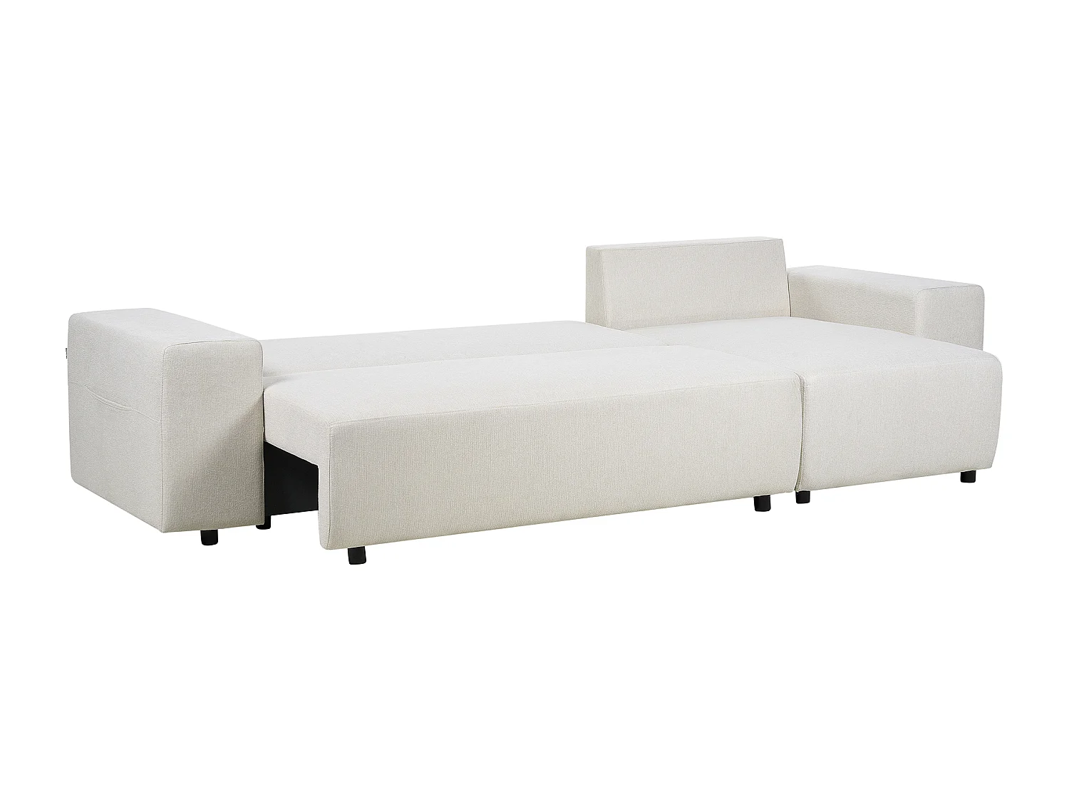 3-Sitzer Ecksofa Stoff beige Schlaffunktion Stauraum Chaiselongue links Luspa