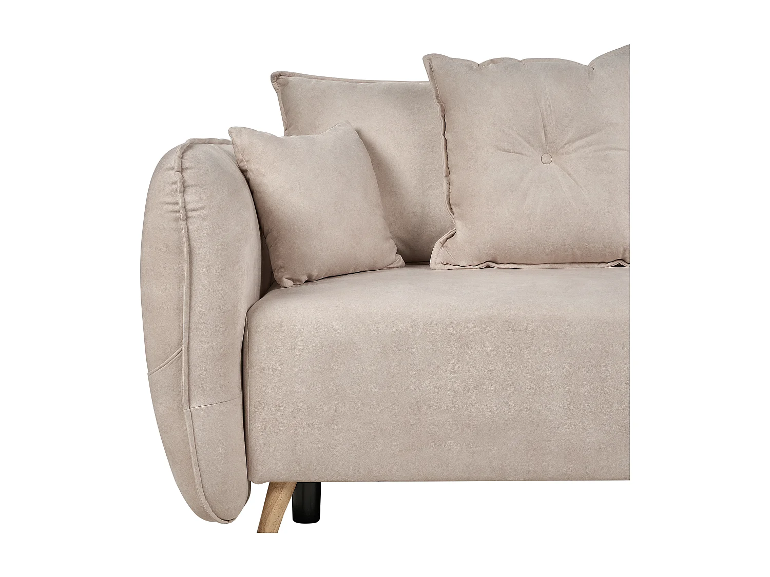 Canapé-lit 2 places VALLANES Velours Beige clair avec rangement