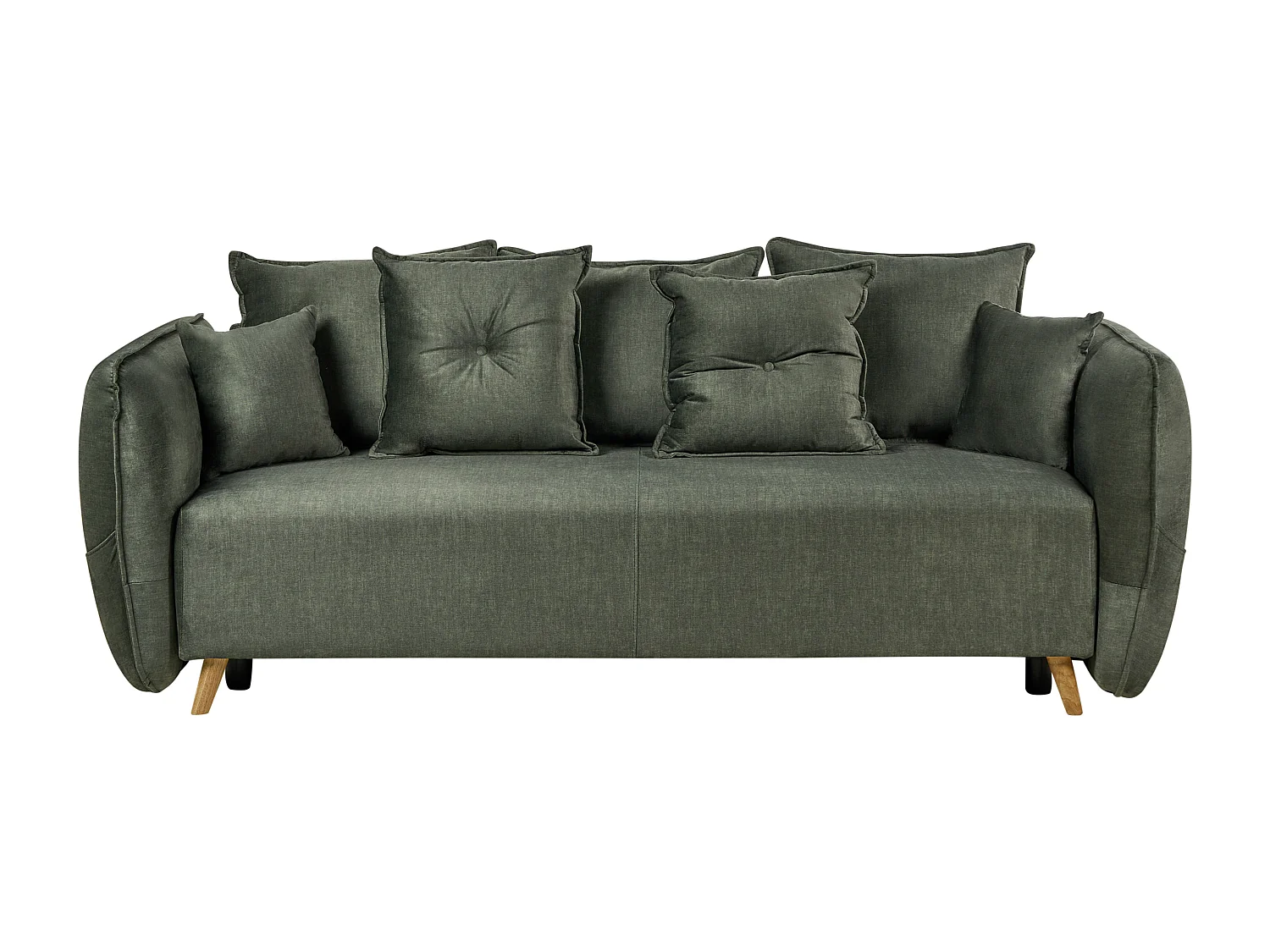 Canapé-lit en velours avec rangement vert VALLANES